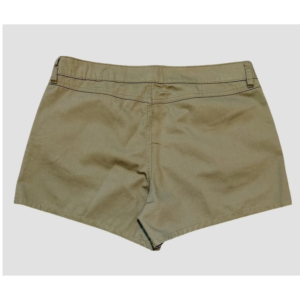 New Volcom Womens True To This Olive Green Mid Rise Skater Shorts Size 32 Cotton